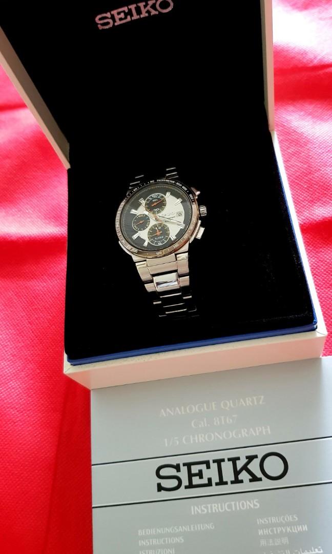 Seiko Analogue Quarts (Category: Luxury Watches) located in Paranaque City. Submitted by jag_1028 (Listing ID 267201222, Image 1). Description: Seiko Analogue Quarts Cal.8T67 1/5 Chronograph Mint condition Used 2x only Bought in Singapore With official receipt as proof..