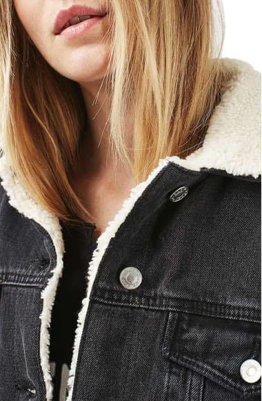 Topshop MOTO Black Denim fleece Jacket