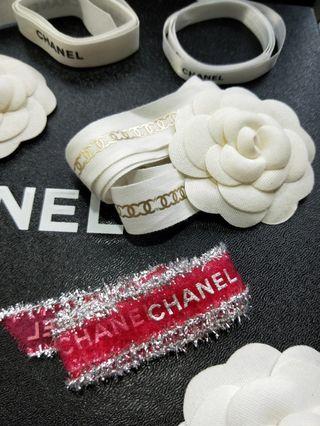 Authentic Chanel Ribbon Tie Camellia Flowers