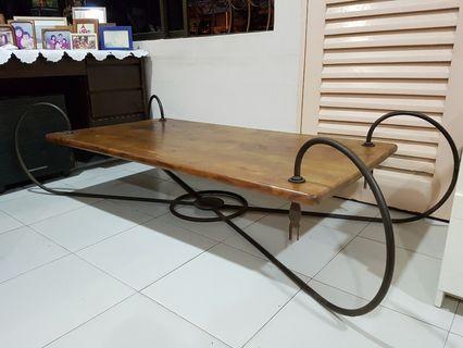 Solid wood, wrought iron, table for living room