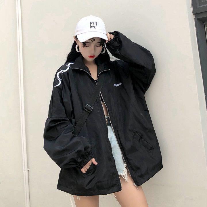 Black oversized windbreaker hotsell