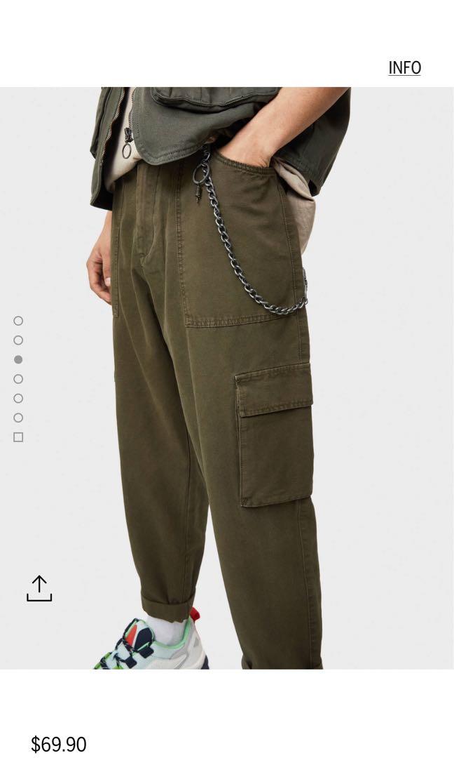 Bershka Cargo Pants with Chain BeigeBroken White Gar 32xs  eBay