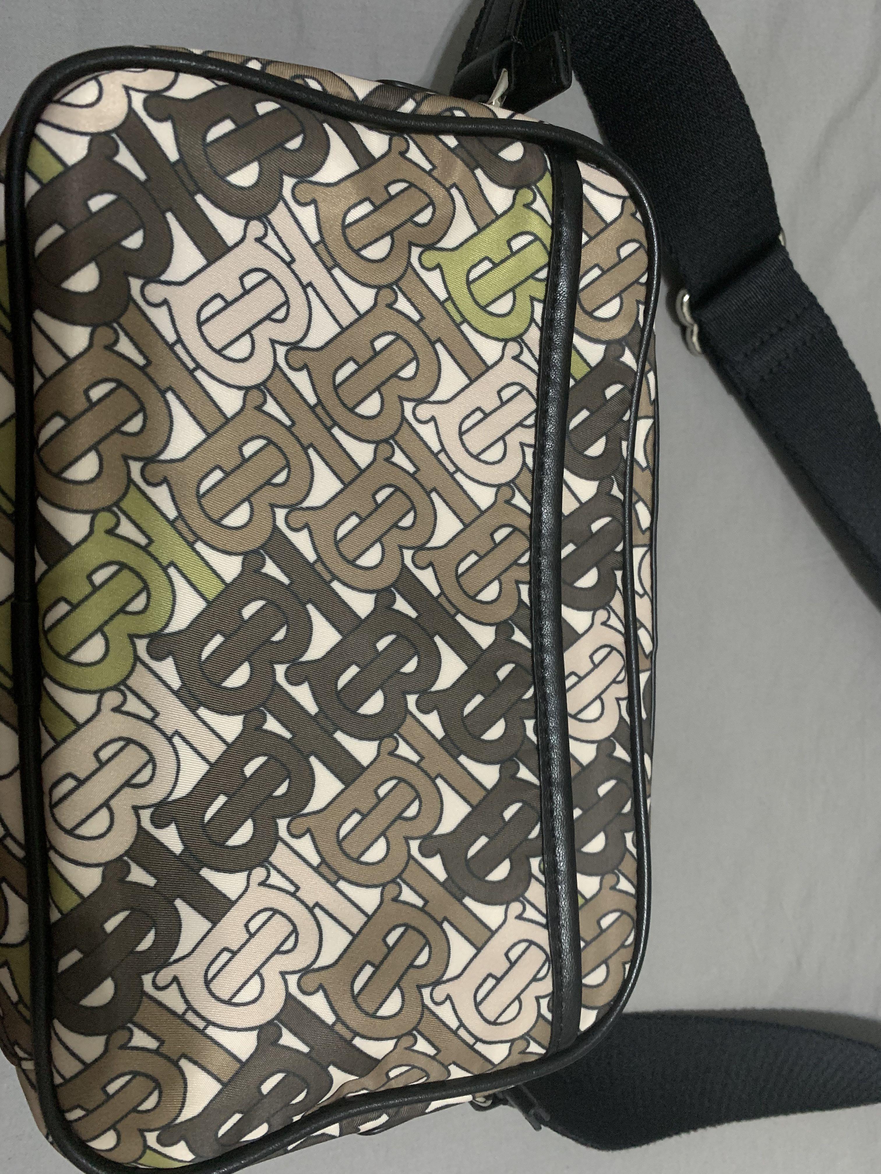 (Burberry) TB Monogram print and leather crossbody bag, Luxury, Bags