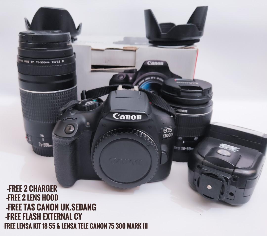 canon eos 1300d second 2 lensa plus bonus murah