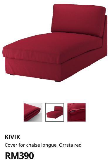 COVER ikea sofa kivik 2 seater chaise longue orrsta red
