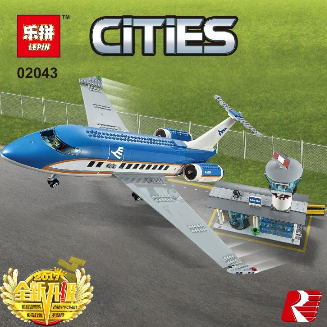 FREE DELIVERY Lepin Lego City Airport Passenger Terminal Airplane Air Jet Plane Model Block Toy