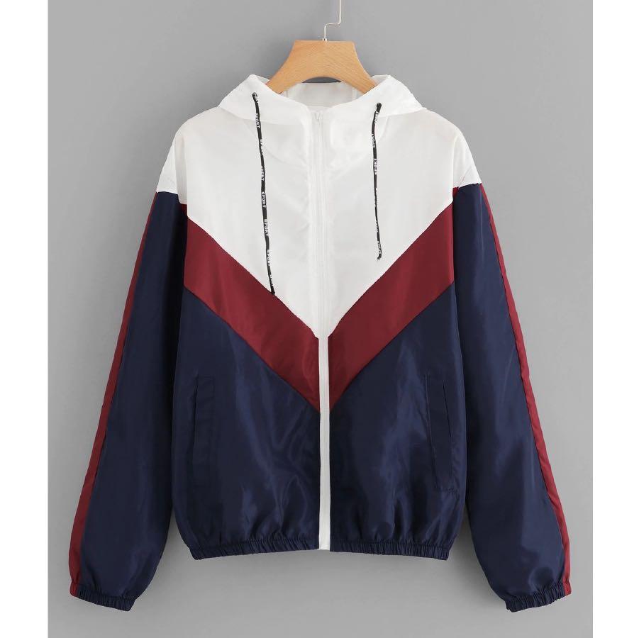 Maroon and white windbreaker sale