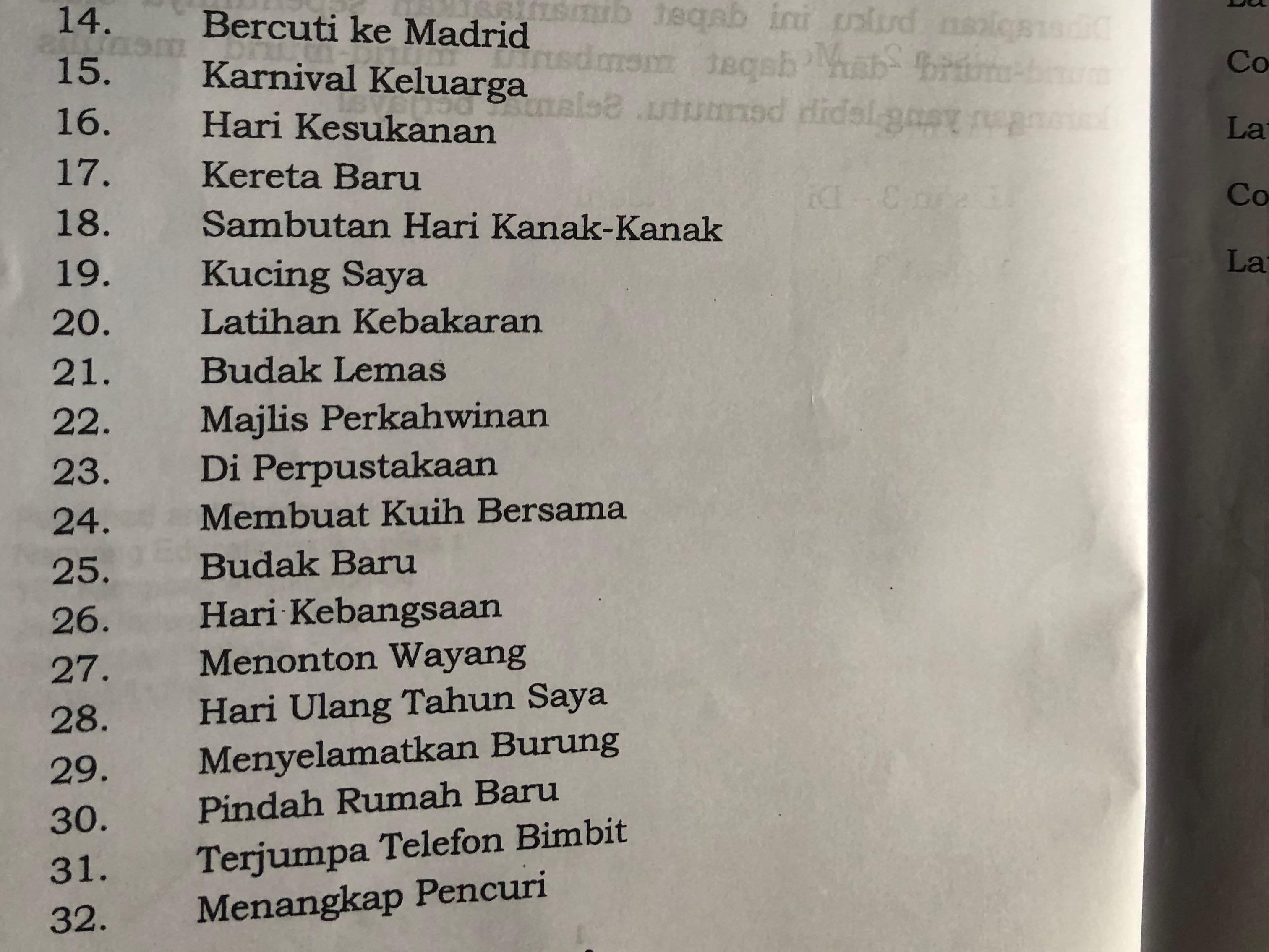 Malay Language Assessment Book P1/2 - Contoh Karangan, Hobbies 
