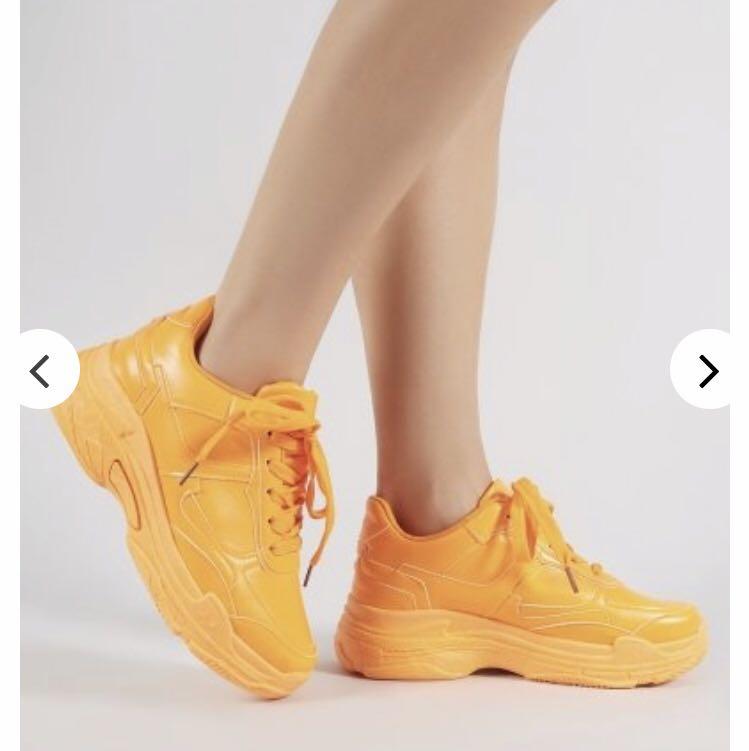 PUBLIC DESIRE Chunky Shoes Trainers Platform Sepatu Neon Orange