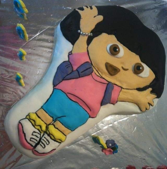 Awesome Homemade Dora the Explorer Birthday Cake Made With the Wilton Cake  Pan