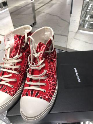 saint laurent red bandana shoes