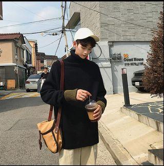 撞色高領毛衣2XL