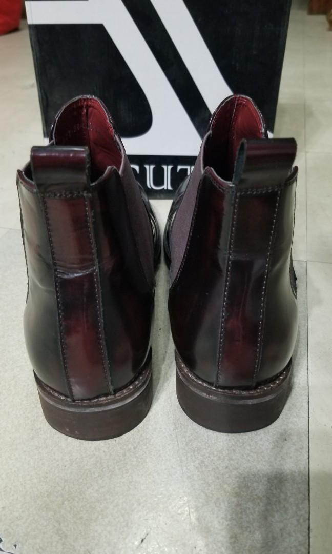 Acuto Genuine Leather Chelsea boots Burgundy brown Men s Fashion Footwear Dress Shoes on Carousell