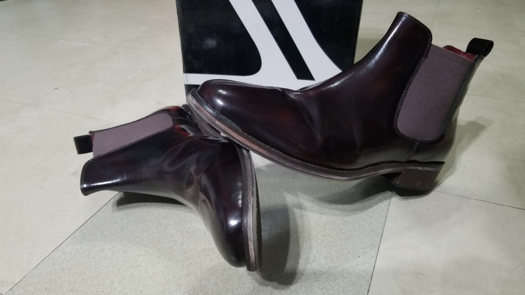 Acuto Genuine Leather Chelsea boots Burgundy brown Men s