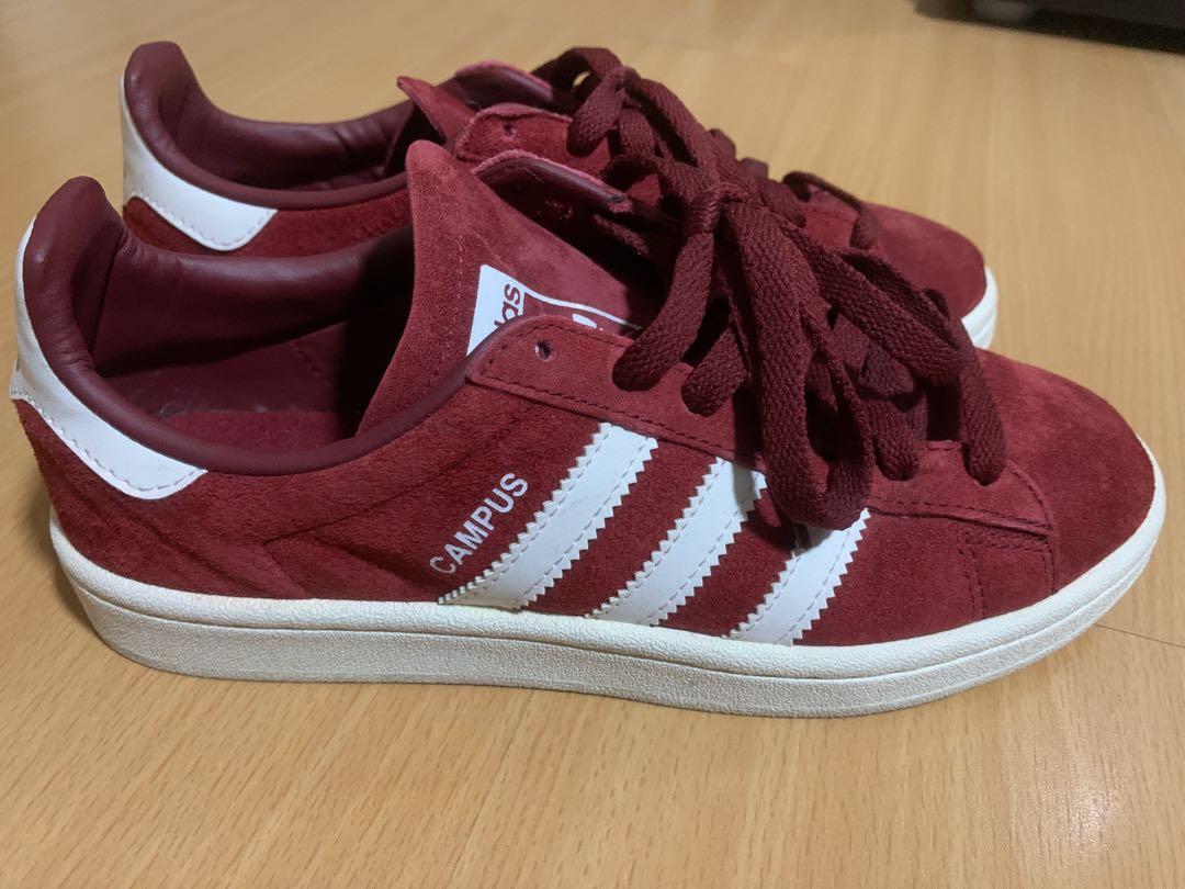 Adidas campus (burgundy), Women's Fashion, Footwear, Sneakers on Carousell