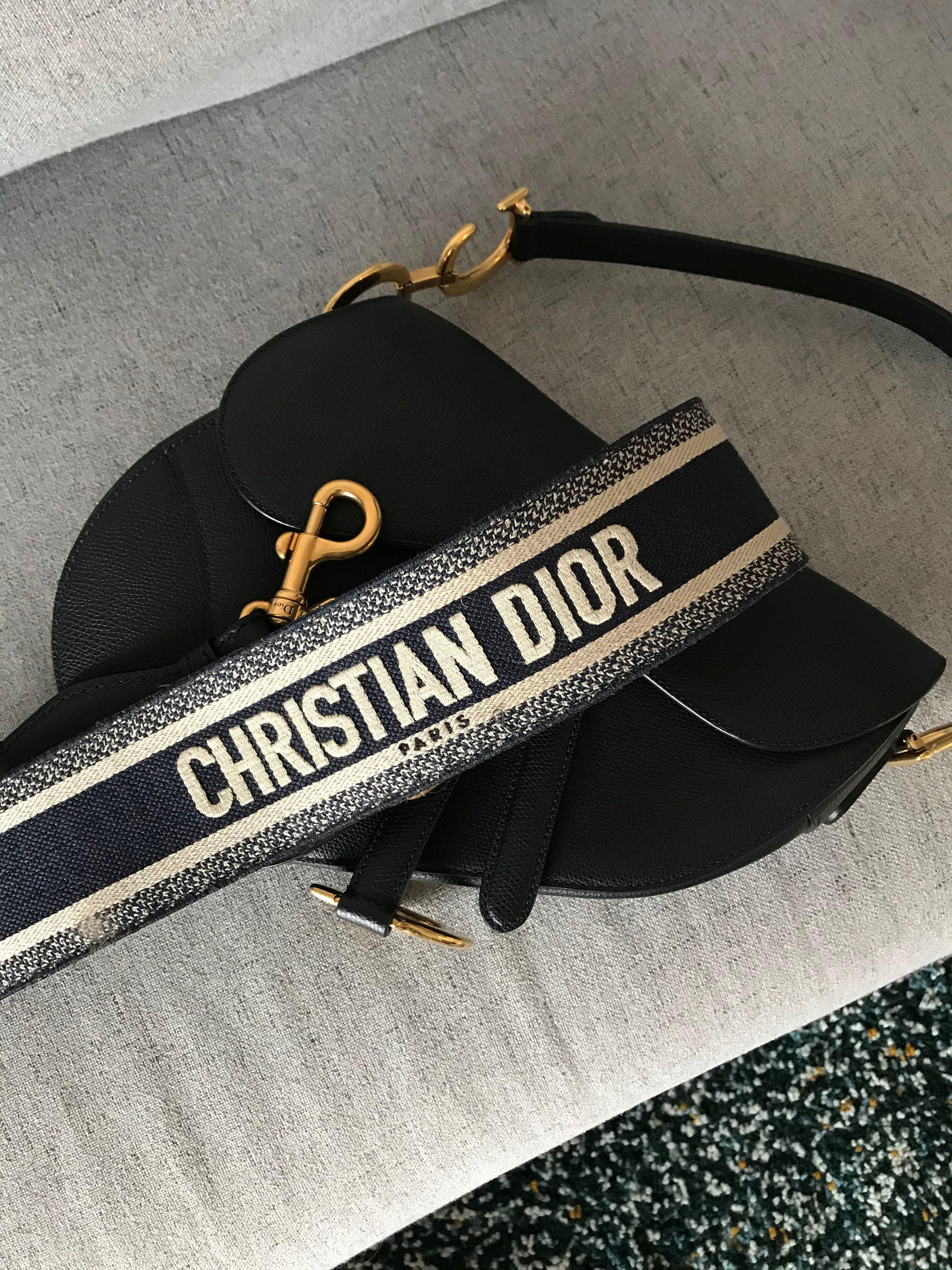 Dior - Adjustable Shoulder Strap with Ring Blue Christian Dior Paris Embroidery - Women