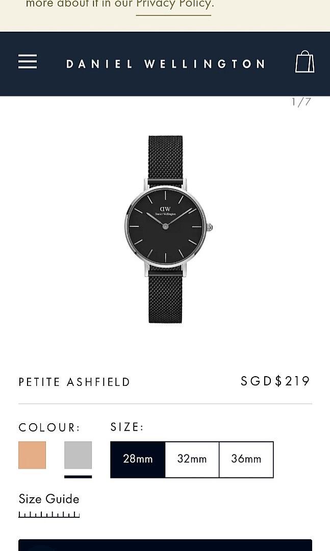 Daniel wellington size discount 28
