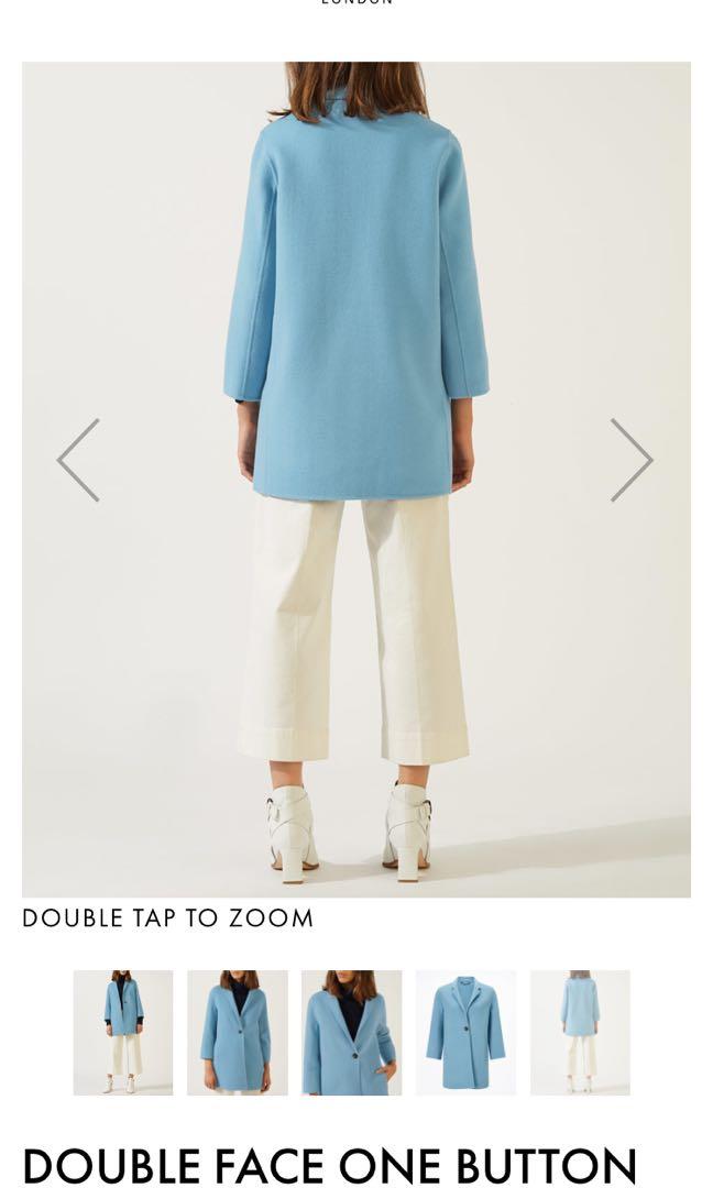 Jigsaw Powder Baby Blue Winter Wool Coat XS LIKE New Original Price 500 petite