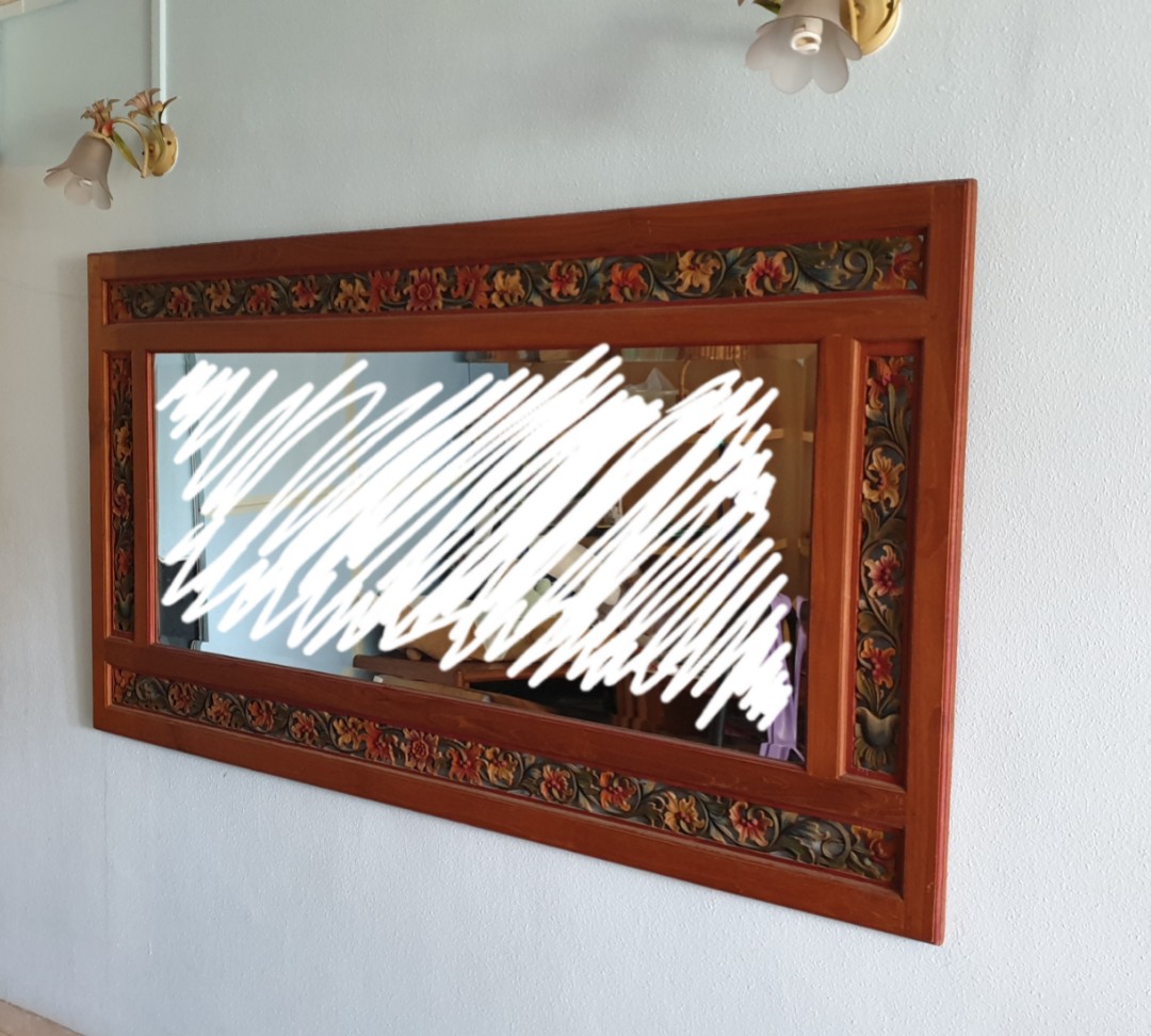 Large carved wall mirror 2m x 1m, Furniture & Home Living, Home Decor