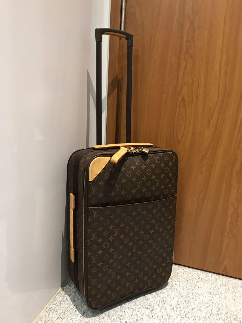 louis vuitton m23294 pegase 55 monogram canvas rolling luggage (sp0132),  with locks, keys, hanger, luggage cover & dust cover