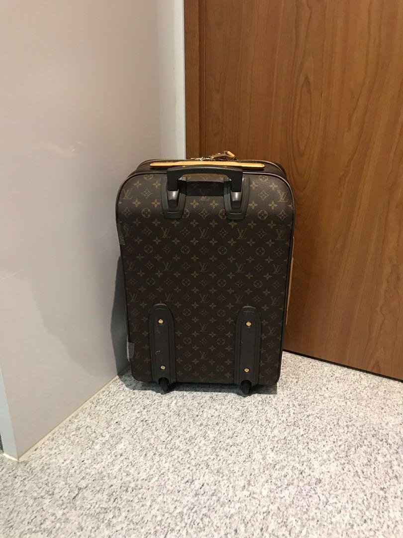 louis vuitton m23294 pegase 55 monogram canvas rolling luggage (sp0132),  with locks, keys, hanger, luggage cover & dust cover