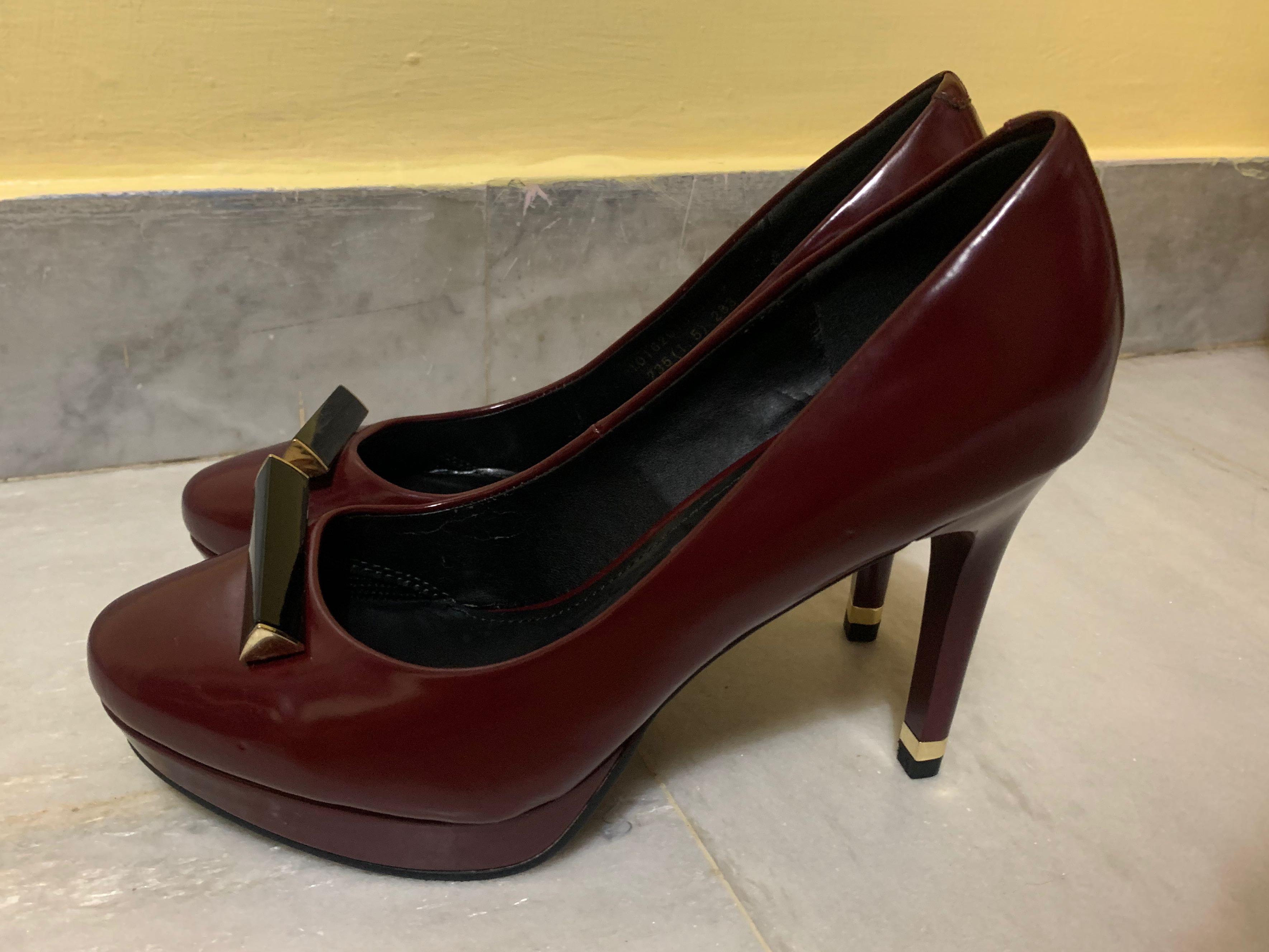 maroon high heels