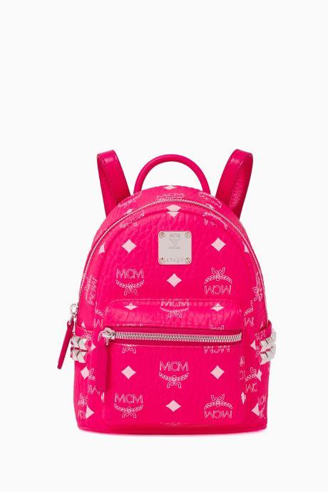 MCM mini sling backpack neon pink