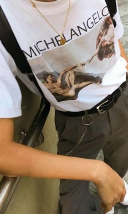 Michel angelo Retro/Vintage shir (Category: Formal Shirts) located in Marikina City. Submitted by soldbymark (Listing ID 267649379, Image 3). Description: FOR SALE: USED BUT GOOD CONDITION UNBRANDED AESTHETIC DESIGN SHIRT UNISEX OVERSIZED.