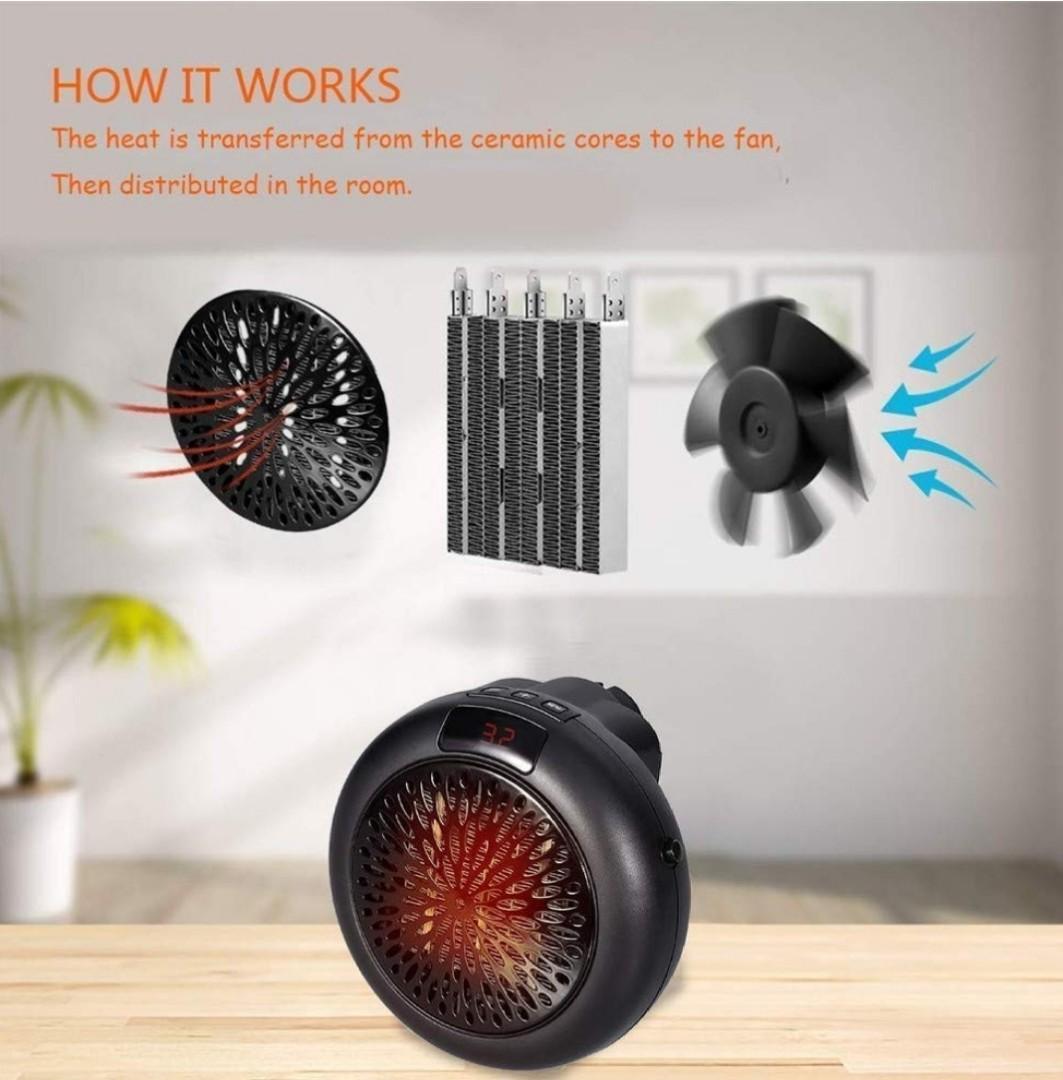 Mini Heater, Mini Instant Heater,Thermostat Electric Heater with Timer Fan  Heater,Compact Plug-In Digital Electric Heater with LED Display 1000W,  Everything Else on Carousell