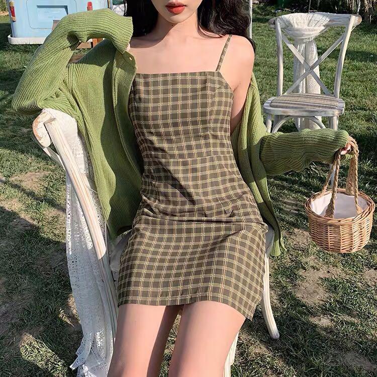 green emerald velvet dress Women's Emerald Plaid Mini Dress