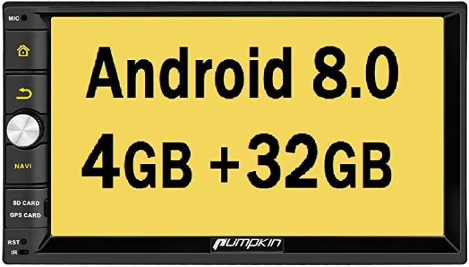 WIFI Android Auto USB SD Fast-boot Touch Screen PUMPKIN 10.1 Inch Android 9.0 Double Din Car Stereo 4GB RAM with Bluetooth Sat Nav Support GPS Navigation DAB 