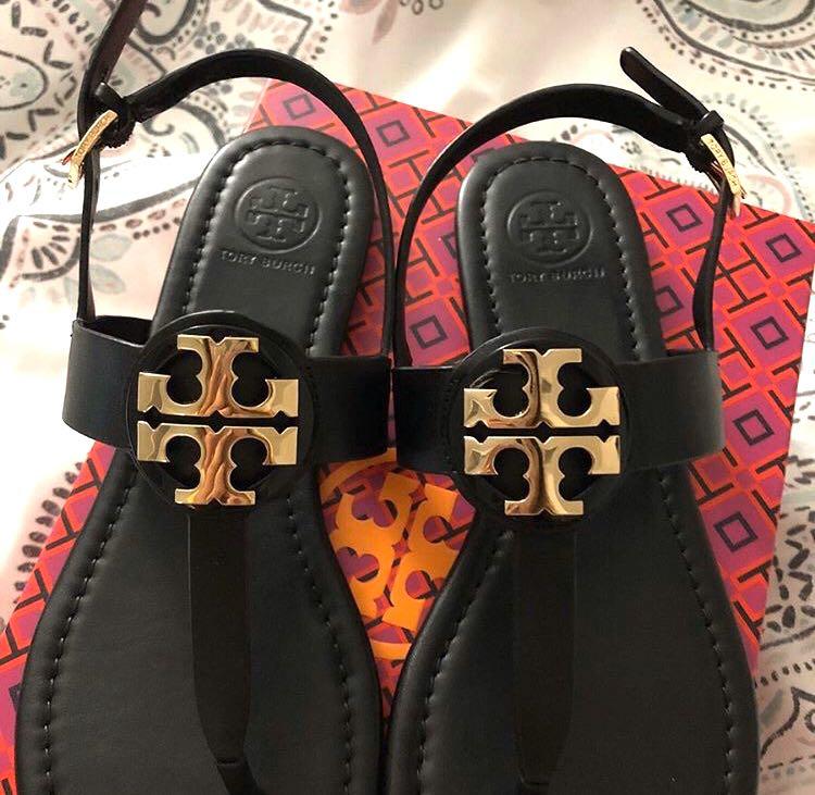 Tory Burch Bryce Flat Thong Sandals Leather Black from USA 1 Stock ONLY  SIZE 7 🇺🇸, Women's Fashion, Footwear, Flats & Sandals on Carousell