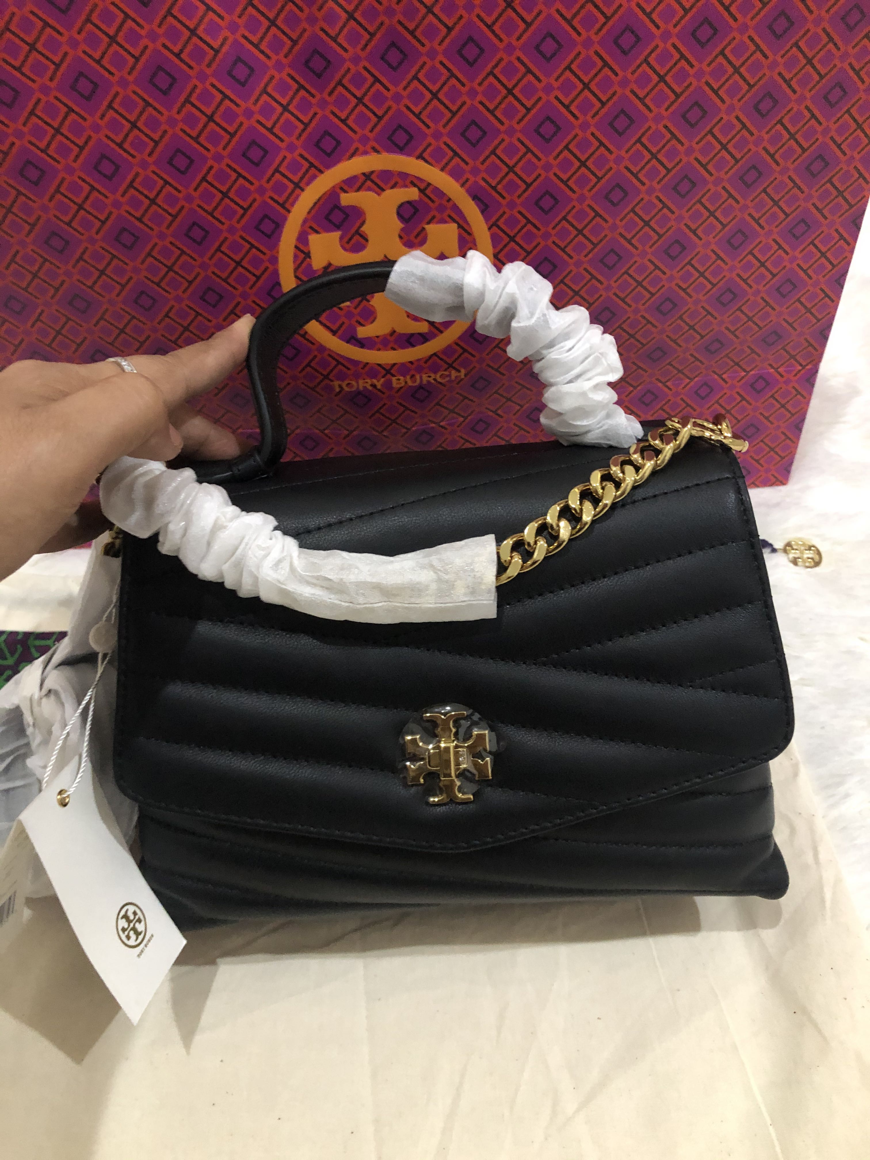 Tory Burch Kira chevron TOP handle, Women's Fashion, Bags & Wallets