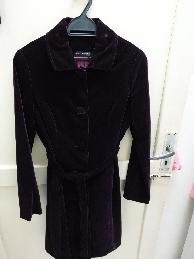 Velvet trench coat, Women's Fashion, Coats, Jackets and Outerwear on