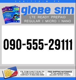 Globe 555-29-111 Special Vanity Number Sim