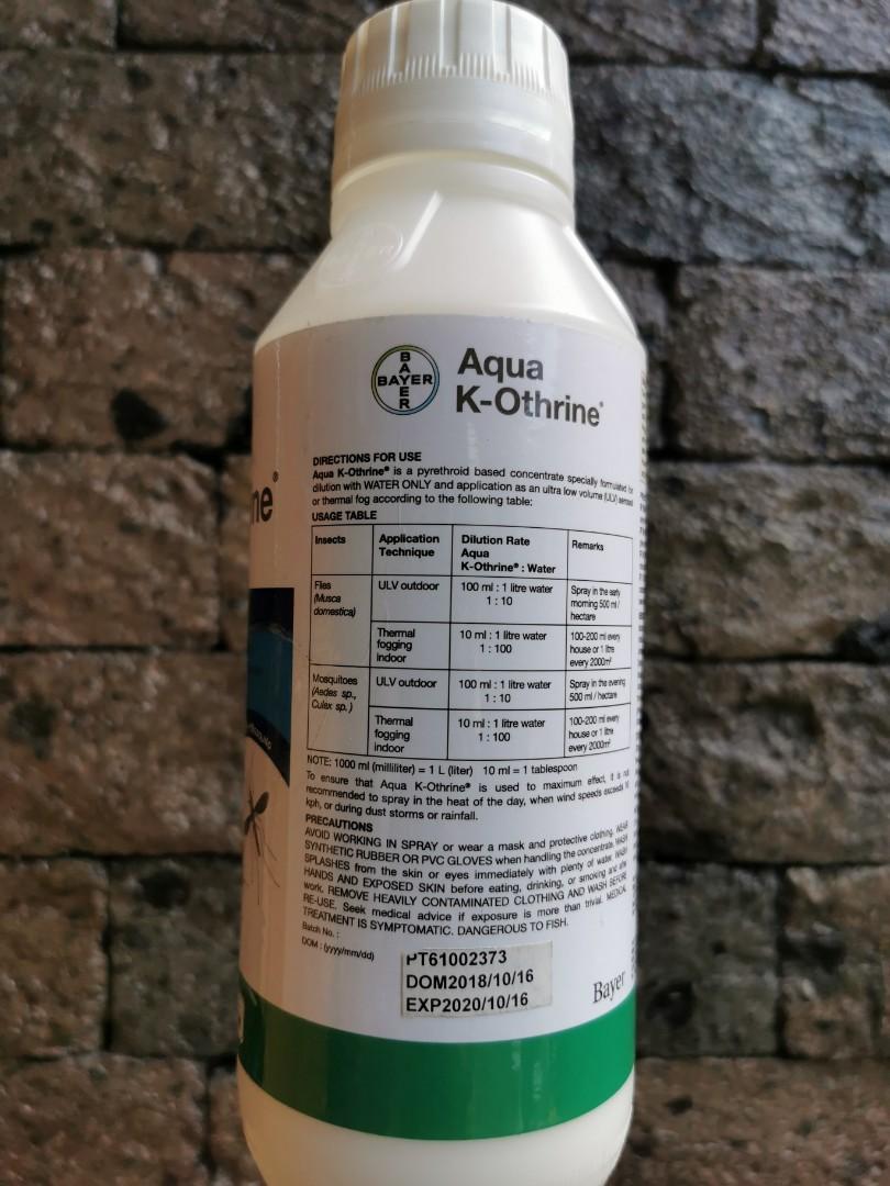 Aqua K-Othrine Deltamethrin Bayer (Category: Gardening Tools & Ornaments) located in Manila. Submitted by thea.lim (Listing ID 267691368, Image 2). Description: Aqua K-Othrine EW distributed by Bayer active ingredient is Deltamethrin 20g/L a pyrethroid based concentrate which delivers a rapid knockdown of adult mosquitoes and flies without the need of dilusion in oil. Diluted in water only. Call ot text us for more details at 09177924052. We acce