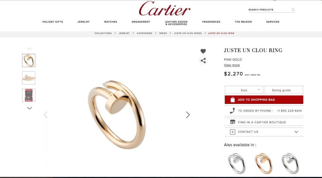 Cartier ring width top