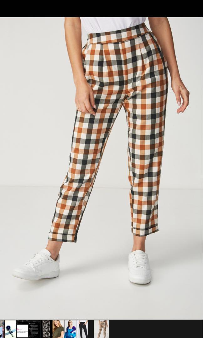 Checkered pants deals cotton on