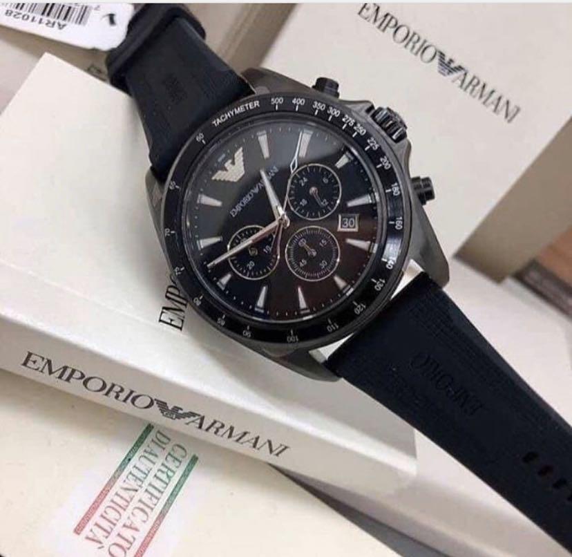 Emporio Armani Black Rubber Strap Watch AR11028, Men's Fashion, Watches ...