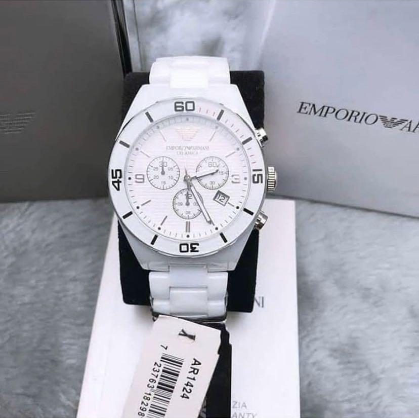 Emporio Armani White Ceramic Chronograph Watch AR1424, Women's Fashion ...