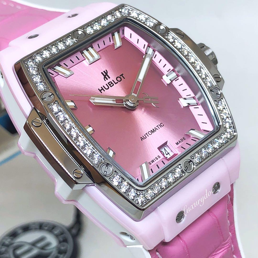 FS.BNIB HUBLOT SPIRIT OF BIG BANG AUTOMATIC PINK CERAMIC TITANIUM 50 DIAMONDS 39MM WATCH 665.RN.891P.LR.1204