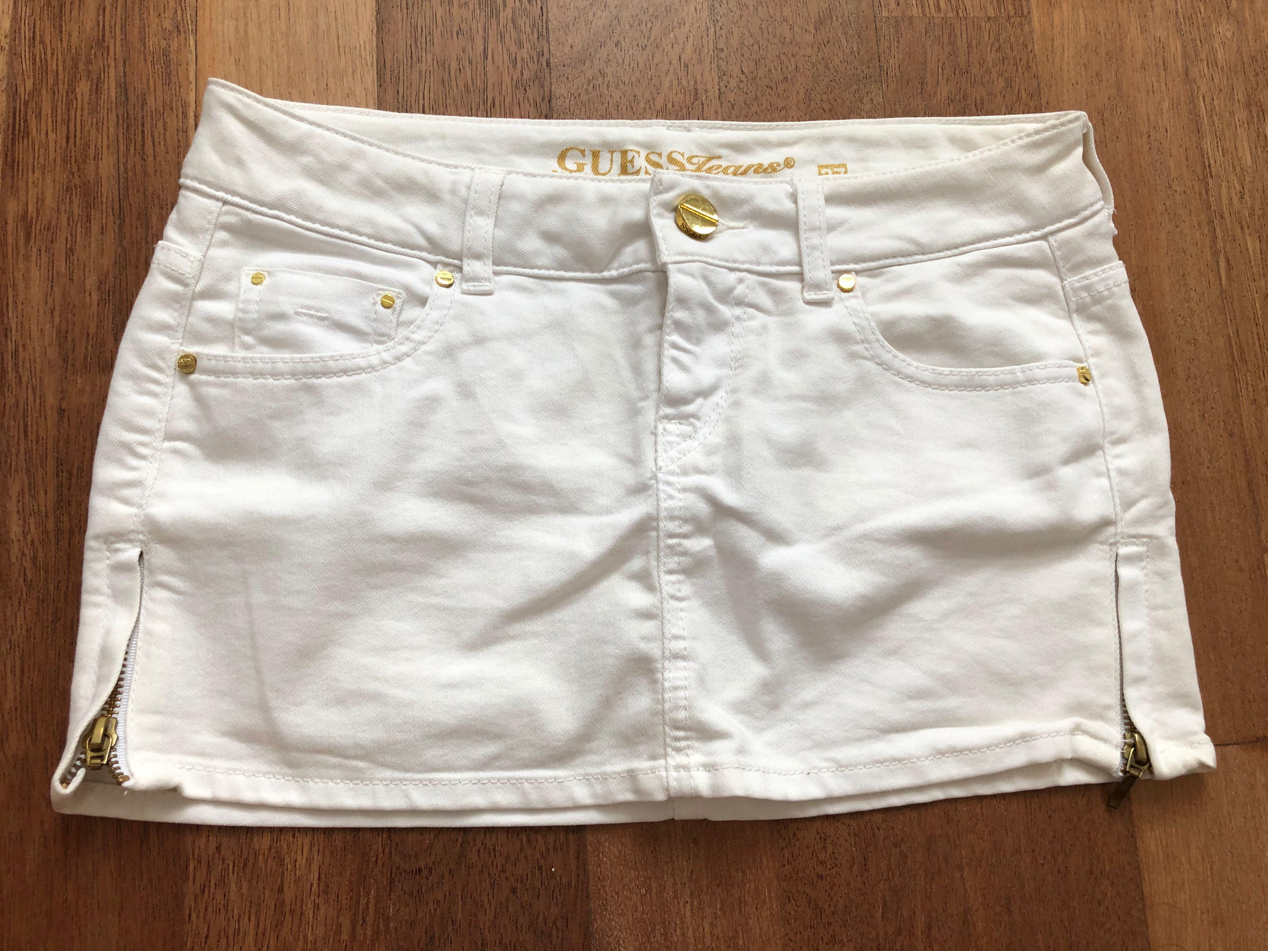 Guess white outlet denim skirt