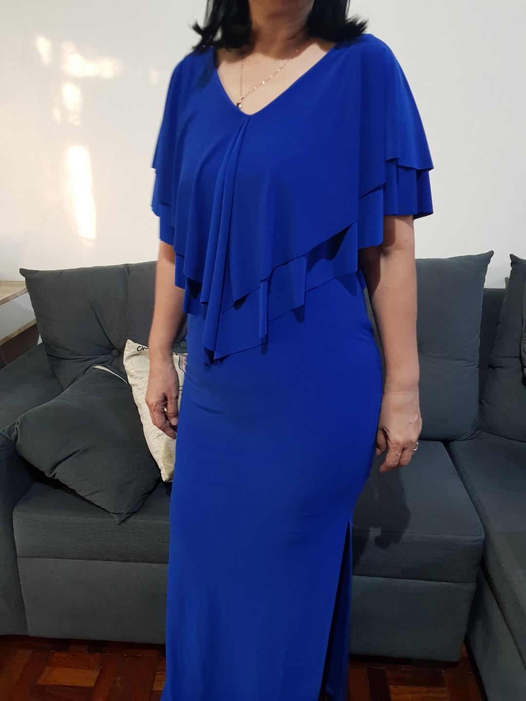 Ishta Spandex Royal Blue Gown, Women's Fashion, Dresses & Sets, Evening ...
