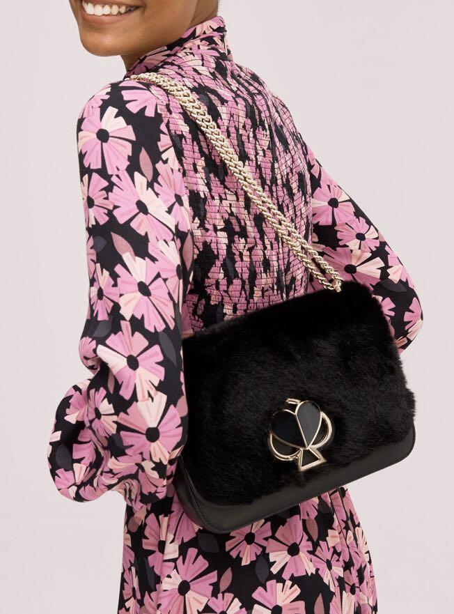 Nicola faux fur twistlock small convertible chain shoulder bag top