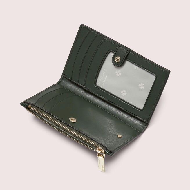 Kate Spade Sylvia Croc Embossed Slim Bifold Wallet Deep Evergreen Dark Green Cherrywood Burgundy Berry Blitz Fuschia Ruffled Pansy Pink