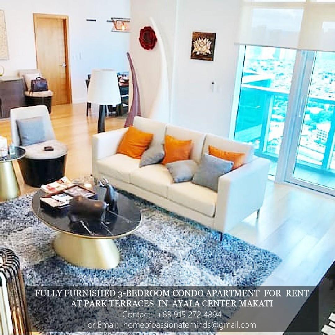 Modern 3 Bedroom Condo Apartment For Rent At Park Terraces Makati