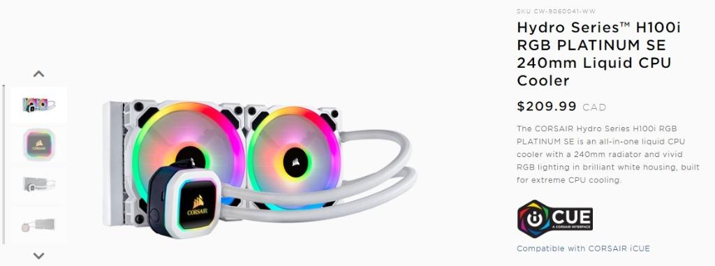 H100i rgb platinum se 240mm discount