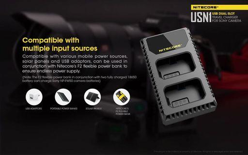 Nitecore USN1 Digital Dual Slot Camera Charger for Sony NP-FW50