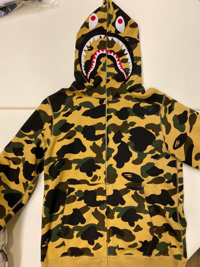 Bape yellow sale shark hoodie