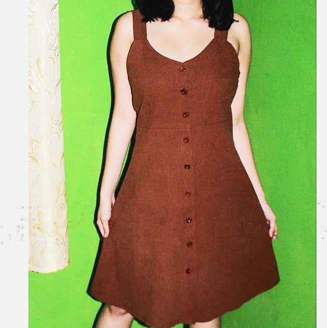 Dark brown denim dress, Women's Fashion, Dresses & Sets, Dresses on